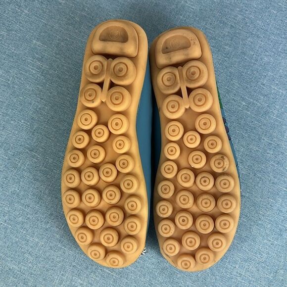 Floral Print Blue Leather Women's Slip On Loafers Size 8 - Picture 7 of 8